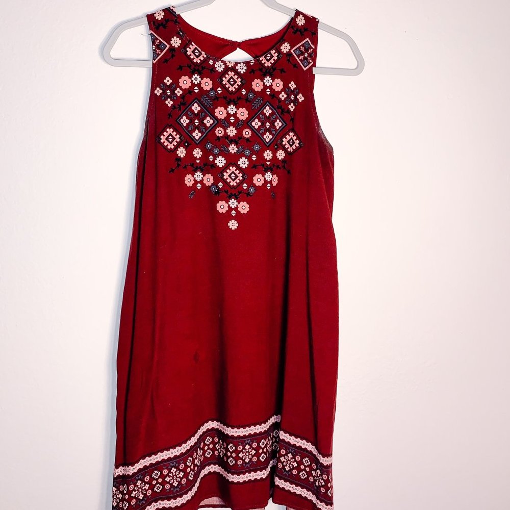 Xhileration Maroon Aztec Dress, Sz M